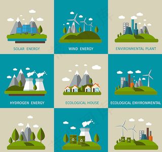 山脉工厂建筑矢量