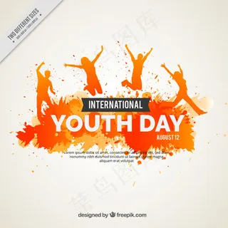 水彩人物剪影矢量