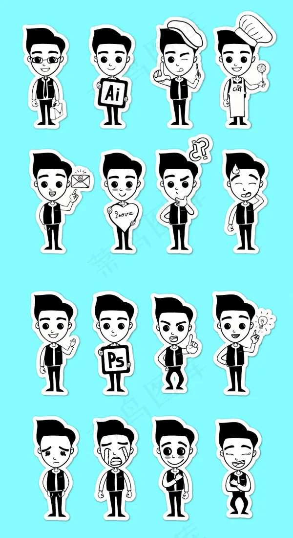 男性人物ai矢量模版下载