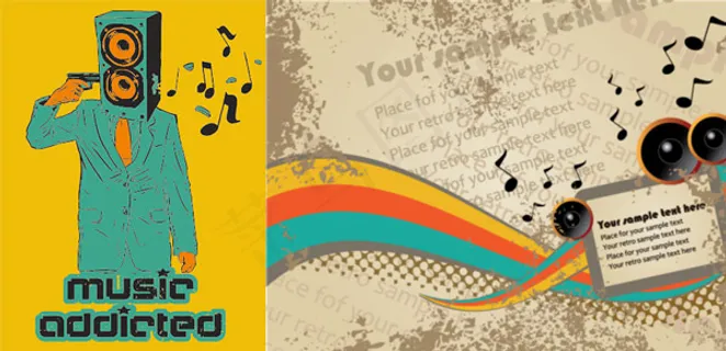 音乐主题插画矢量