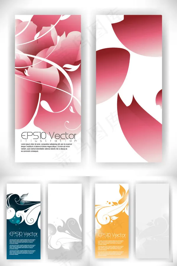 抽象花卉横幅eps,ai矢量模版下载