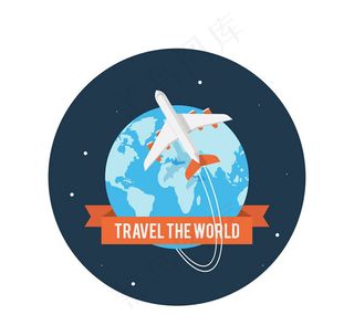 环球旅行插画