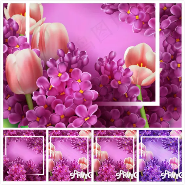 紫色花朵边框eps,ai矢量模版下载