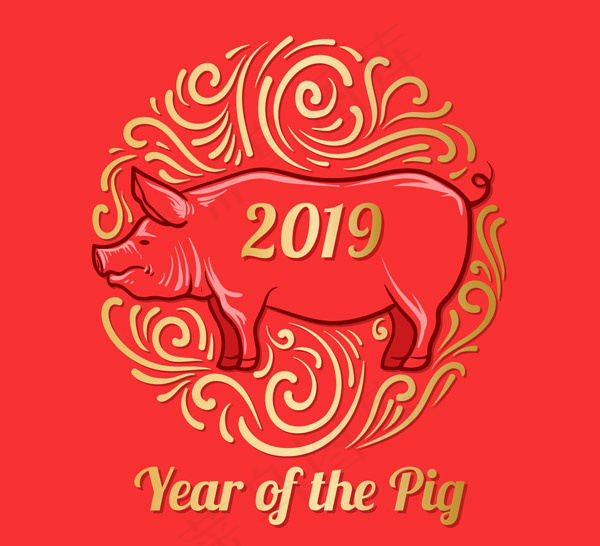 新年装饰猪元素