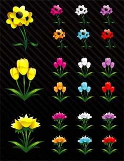 水晶卡通风格花卉,背景元素