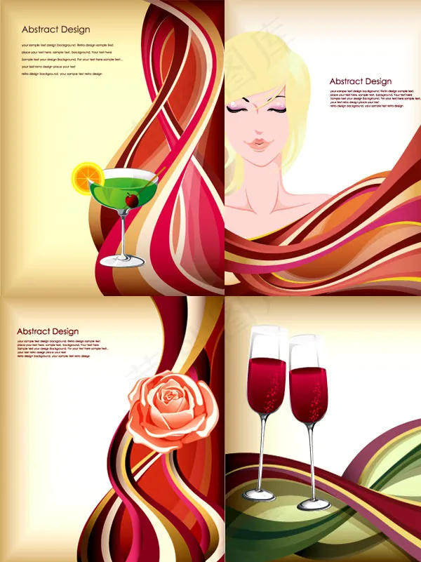 美女红酒矢量eps,ai矢量模版下载