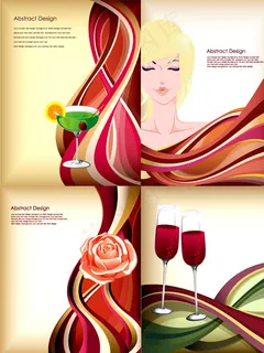 美女红酒矢量
