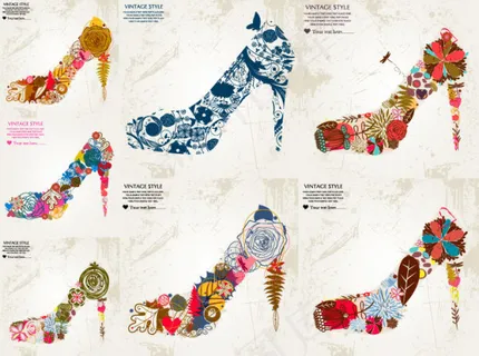 花朵组成高跟鞋