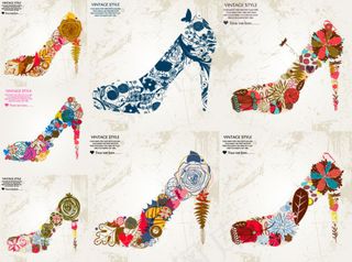 花朵组成高跟鞋