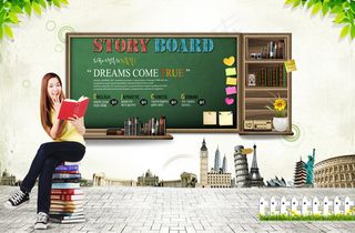 地标建筑物与美女