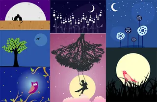 卡通月色风景