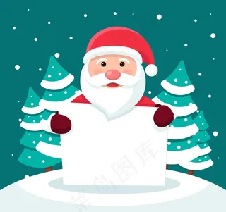 举空白纸板圣诞老