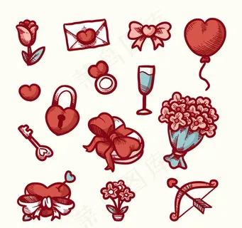 手绘情人节元素