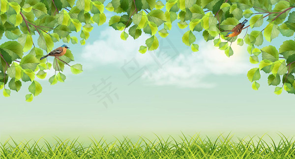 草地春季背景eps,ai矢量模版下载