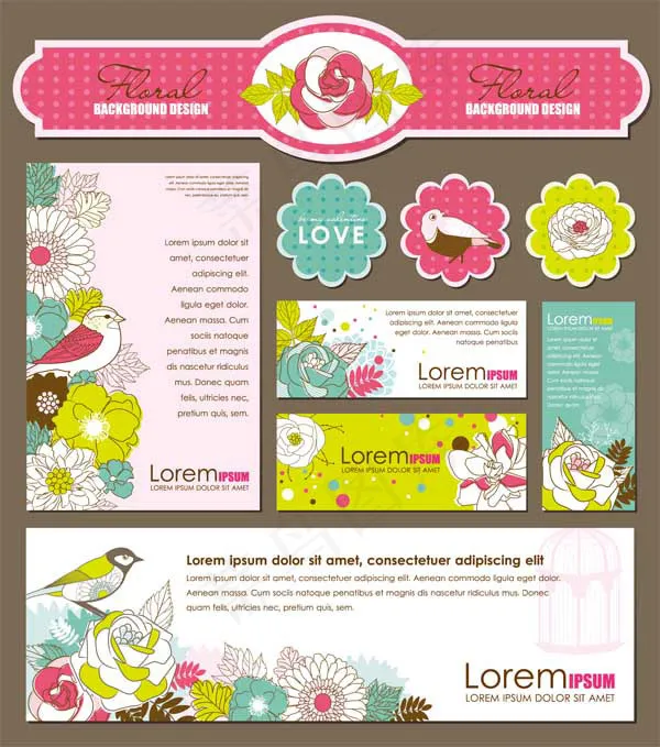 手绘卡片背景花纹ai矢量模版下载