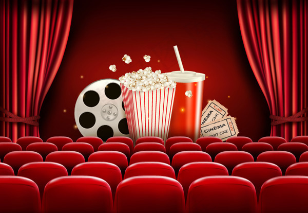 红色电影院矢量