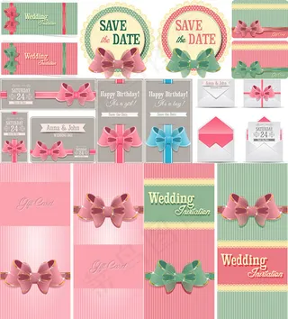 复古蝴蝶结邀请卡