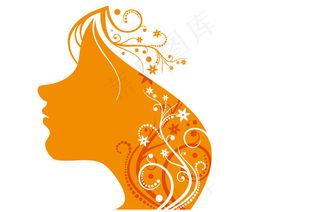 女性头像与花纹剪