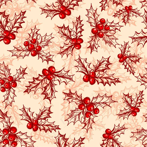 红色枸骨无缝背景eps,ai矢量模版下载