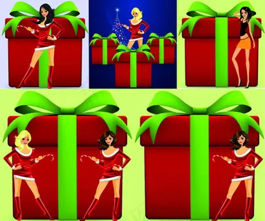 圣诞女郎与礼盒