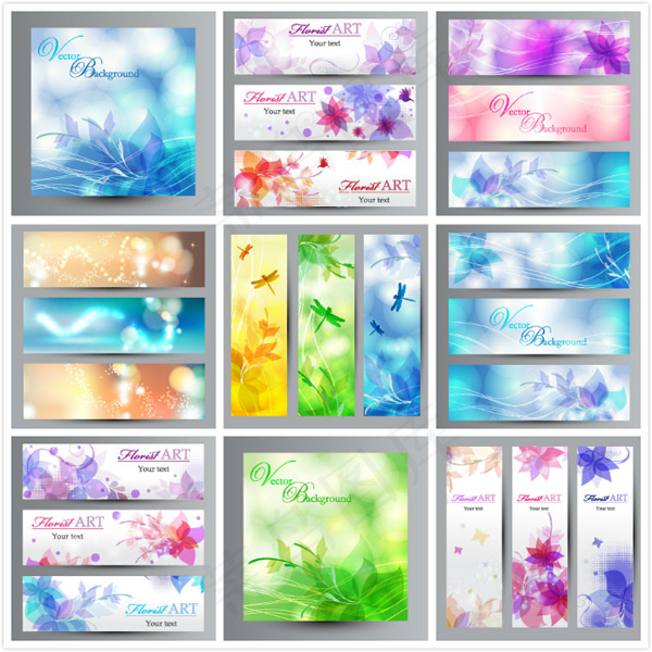 炫彩花朵条幅eps,ai矢量模版下载