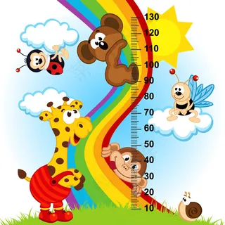 动物测量身高插画