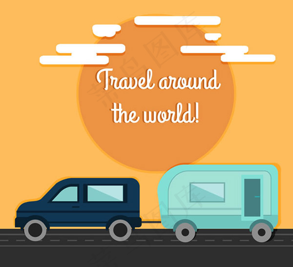 环球旅行插画