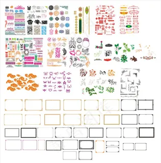 边框花纹云纹植物,免抠元素