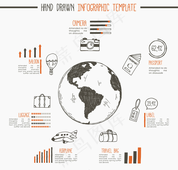 环球旅行信息图ai矢量模版下载