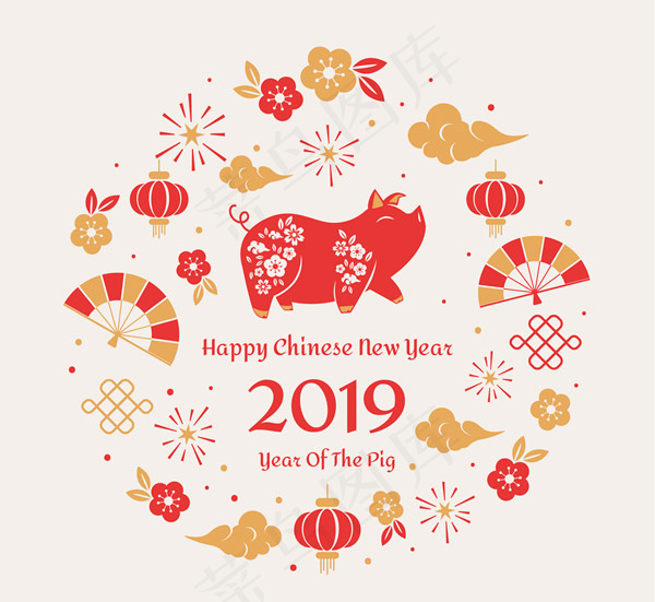 猪年祝福卡矢量