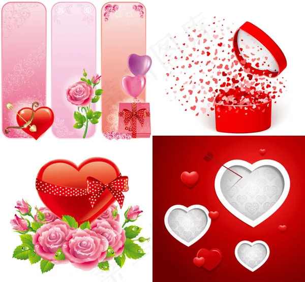 精美情人节卡片eps,ai矢量模版下载