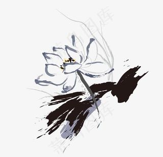 荷花墨迹装饰图案