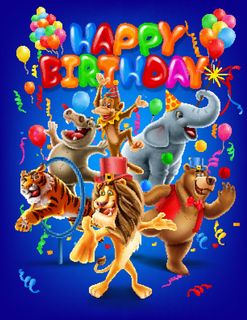 卡通动物生日快乐