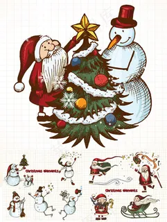 手绘圣诞雪人