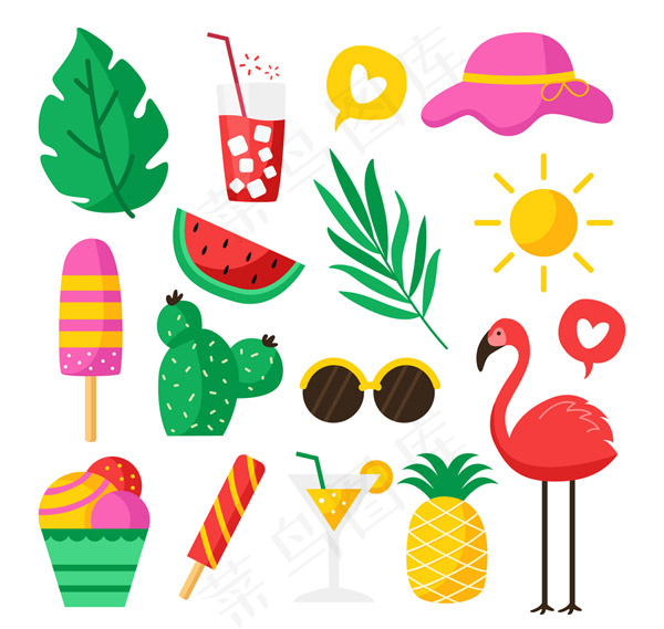 彩色夏季元素