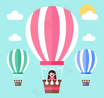 乘坐热气球里的女孩
