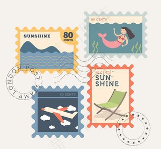复古夏季邮票