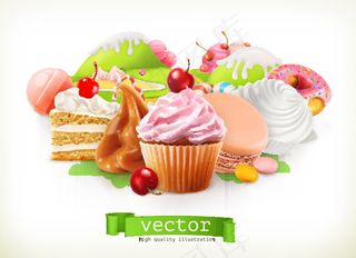 甜品美食卡通,背景元素