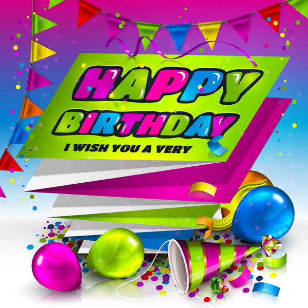 时尚折页生日贺卡eps,ai矢量模版下载