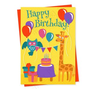 可爱生日贺卡矢量
