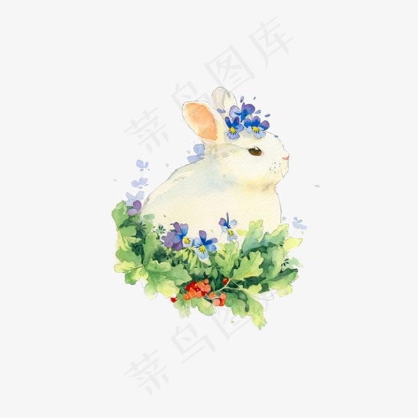 水彩中秋小兔子
