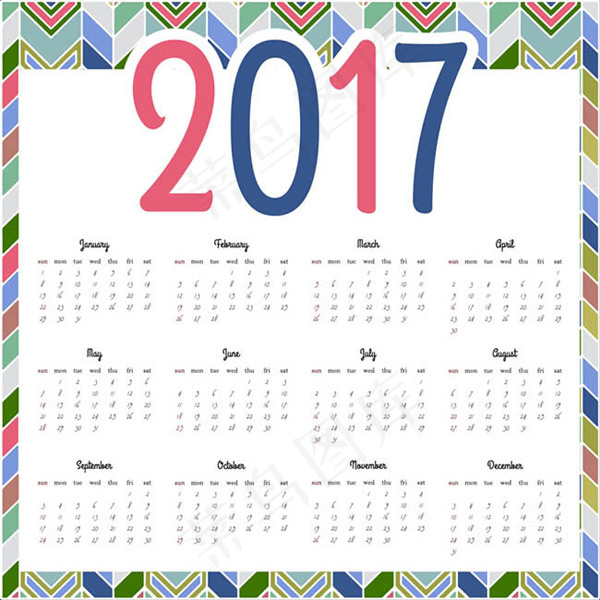 2017民族花纹日历eps,ai矢量模版下载