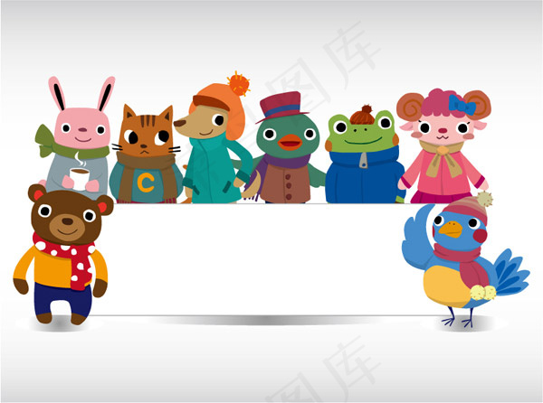 卡通动物公告栏,免抠元素