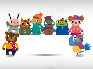卡通动物公告栏,免抠元素