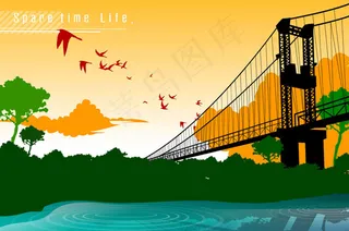 大桥与自然风景剪