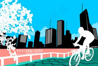 骑自行车人物剪影