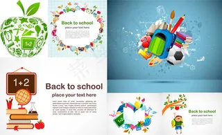 卡通学校主题矢量