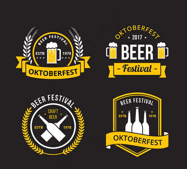 扁平化啤酒节标签