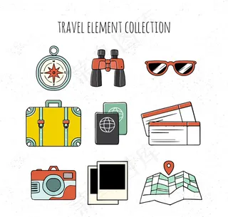 手绘旅行物品