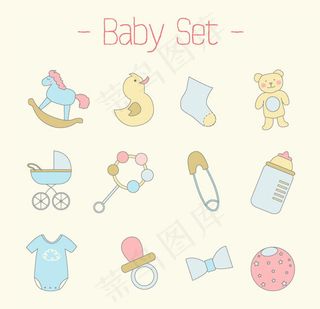卡通婴儿用品图标,免抠元素